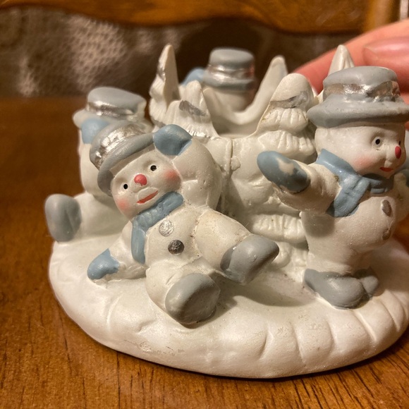 Winter Scene With Snowmen Candle Stick Holder - Picture 3 of 15
